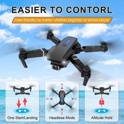 E88 Pro MAX 4K Foldable Drone with Mini Camera, HD Dual Camera, WiFi, Dual Battery, Super Performance